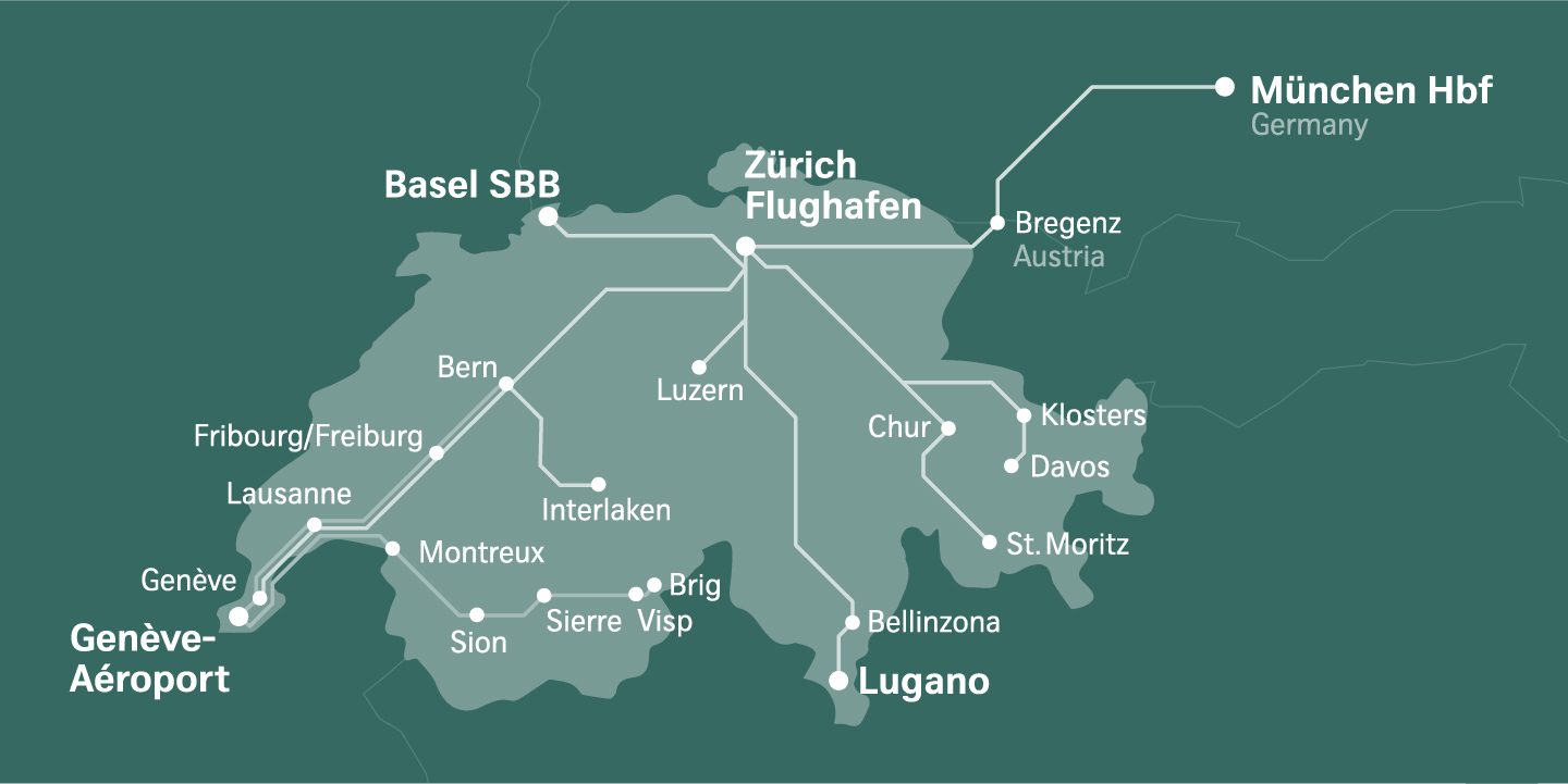 Map of the SBB route network.